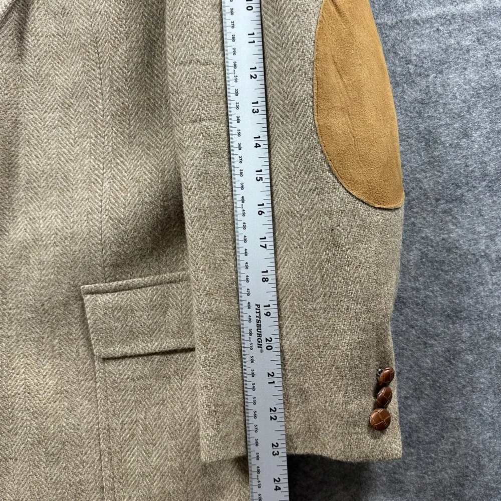 Palm Beach Blazer‎ Mens Big & Tall Tan Wool Herringbone Suede Elbow Patches USA